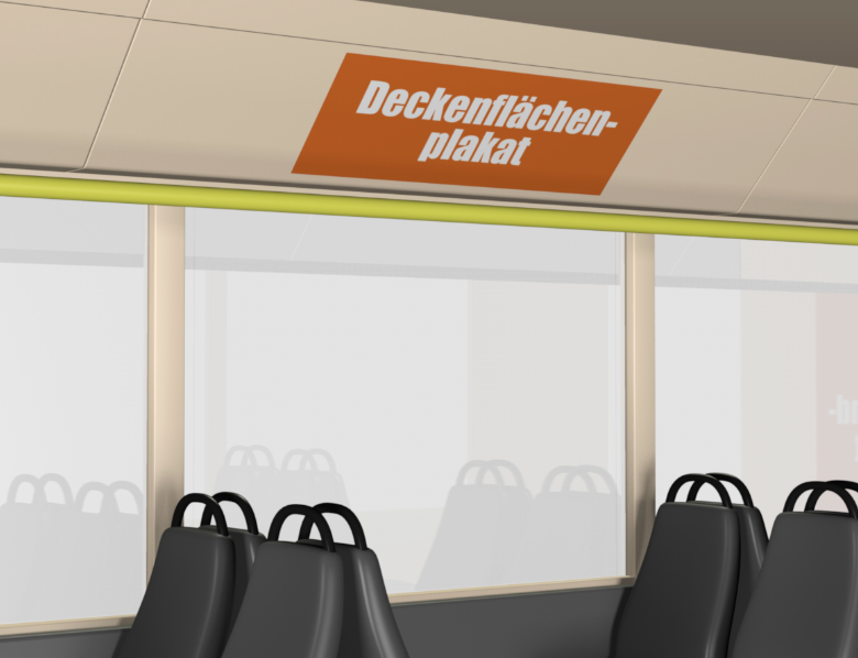 Deckenflächenplakate im Bus